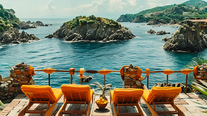 Terrasse avec vue sur mer